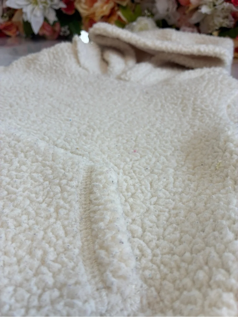 babyGap Sherpa Fleece Pullover Hoodie Ivory 18-24M Kangaroo Pocket Toddler